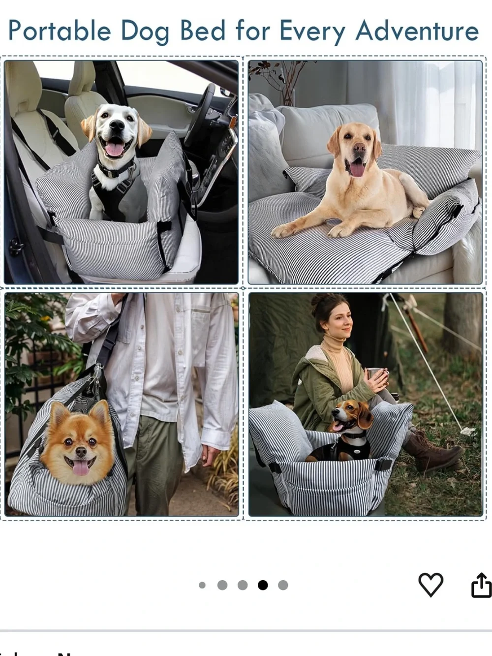 Elevated Dog Car Seat for Small/Medium Dog w/ Safety Belt, Non-Slip Base NEW